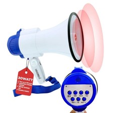 5 Core Megaphone 30W Bull Horn PA Speaker w 800 Yards Range USB Loud Siren Voice