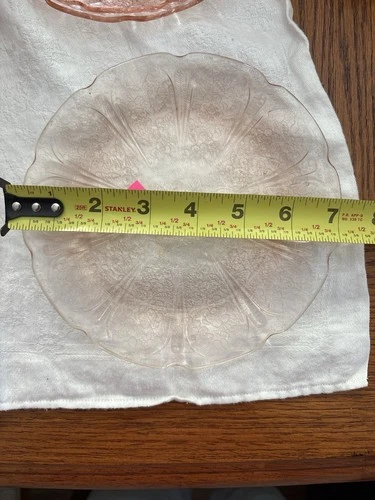 Set of 3 Jeanette Glass - Cherry Blossom Pattern - Pink 7” Bread & Butter Plates