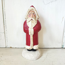 Vintage Signed JR Carved Wood Primitive Folk Art Santa 5.25" Figurine