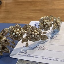 Bel Aire Bridal Gold Tiara Pearls  Diamonds 713 642