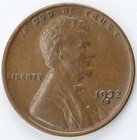 AU 1932 D Lincoln Wheat Cent Die Chip in Wheat Stalk