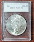 a 1923 Peace Dollar Old BLANCHARD SLAB 64 BU UNC Uncirculated Dot Matrix Label