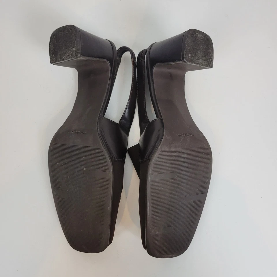 Bass Womens Shoes Size 8.5 Brown Y2K Block Heel Sling Back Closed Square Toe - Image 2 of 4