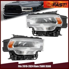 Driver | Passenger Fits 2019-2024 Ram 2500 3500 Chrome Bezel LED w/DRL Headlight