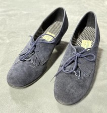 Vintage Daniel Green Shoes Womens Size 5.5 Blue Suede Outdorables Pumps Made USA