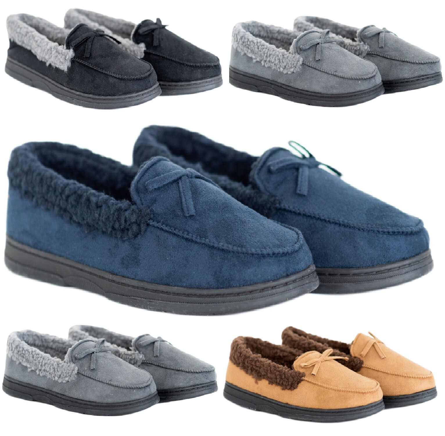 SAOLA MOCASSINO UOMO INTERNO LEGGERO SUOLA RIGIDA CALDO FODERATO PELLICCIA SINTETICA PANTOFOLE COMODE