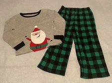 Christmas Santa Carter’s 2 Piece Pajamas Size 5T Thermal Top with Fleece Pants