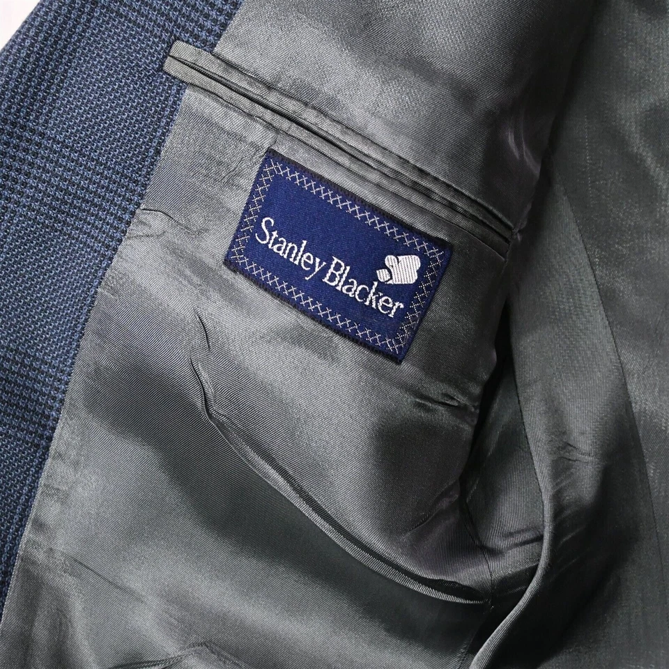 Blazer Abrigo Deportivo Chaqueta De Colección Stanley Blacker 39R 40R Azul Glenn Cuadros Para Hombres Foto 4 de 4