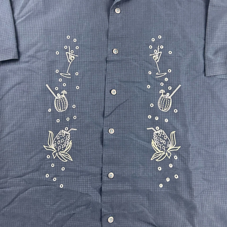 Cherokee Shirt Mens Large Blue Embroidery Button Up Short Sleeves - Image 3 of 4