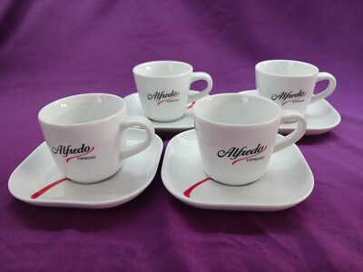 Seltene Alfredo Espresso 6oz 170ml Kaffeetassen und Untertassen x 4 von Lubiana