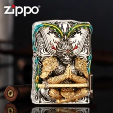 Jacket Silver Luminous Fighting Buddha Monkey King Wu Kong Zippo Lighter US