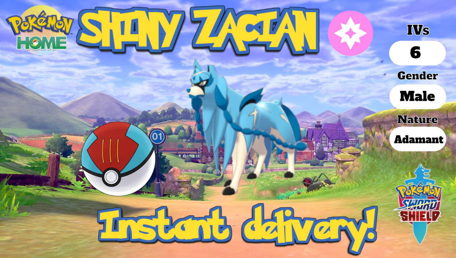 Zacian Crowned Sword ⚔️ Shiny or Non ✨ 6 IV Competitive Pokémon