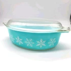 Vintage Snowflake Pyrex Casserole Dish 045 2-1/2 Quart Kitchenware Blue