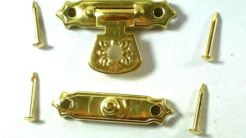 Jewellery Box Clasps With Fixing Pins Brassed Lid Catches Free Delivery - Image 2 of 4