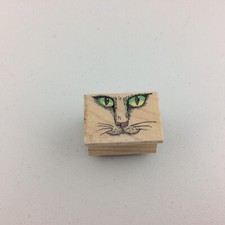 Vintage Cat Rubber Stamp Catface All Night Media 227D 1978 Kitty Kitten