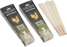 King Palm | King | Natural | Prerolled cones & Filter | 2 Pack of 3 Each =6Rolls
