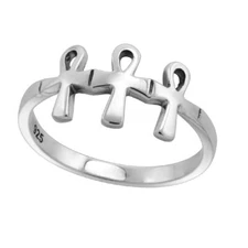 Sterling Silver Egyptian Ankh Cross Ring