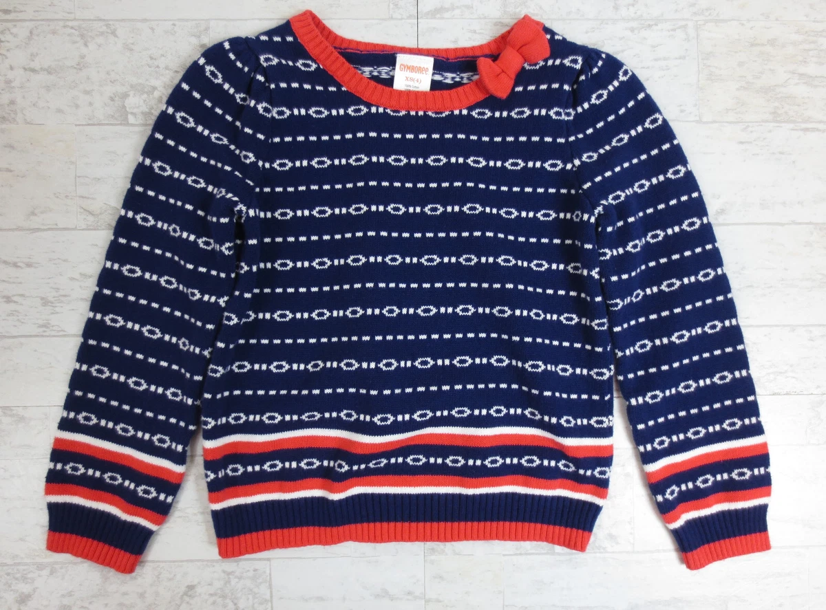 Pull Gymboree Fille Taille 5 - Blanc Avec Zip Et Motifs Arc-en-ciel (années 2000)