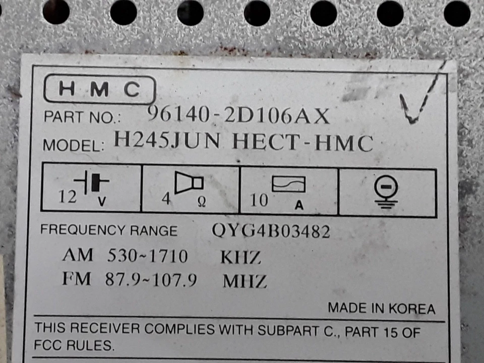 01 02 03 04 05 06 Hyundai Elantra AM FM cassette radio receiver  96140-2D106AX - Image 3 of 3