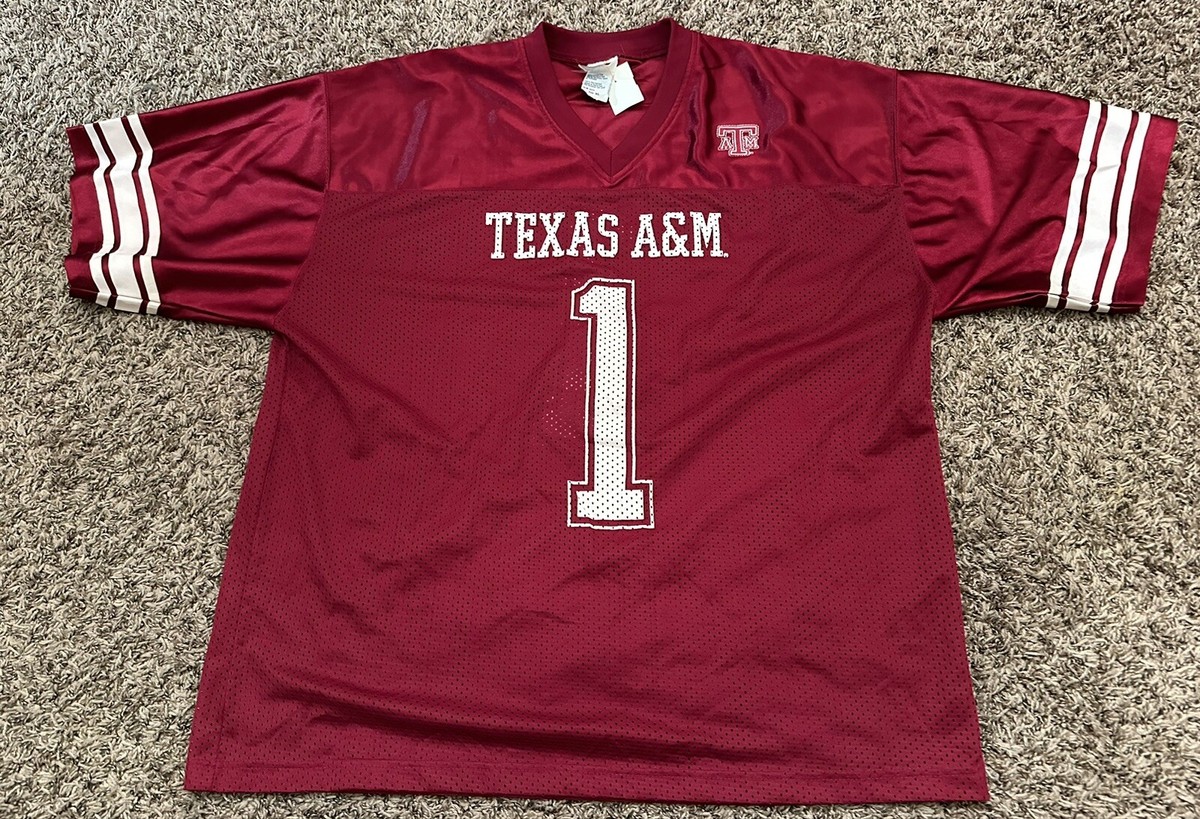 Vintage Signal Sport Texas A&M Aggies Red White Football Jersey #1