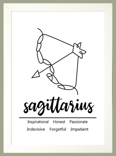 SIGNO ESTRELLA DEL ZODIACO SAGITARIO Impresión de cumpleaños se vende solo como impresión u opciones enmarcadas - Imagen 1 de 14