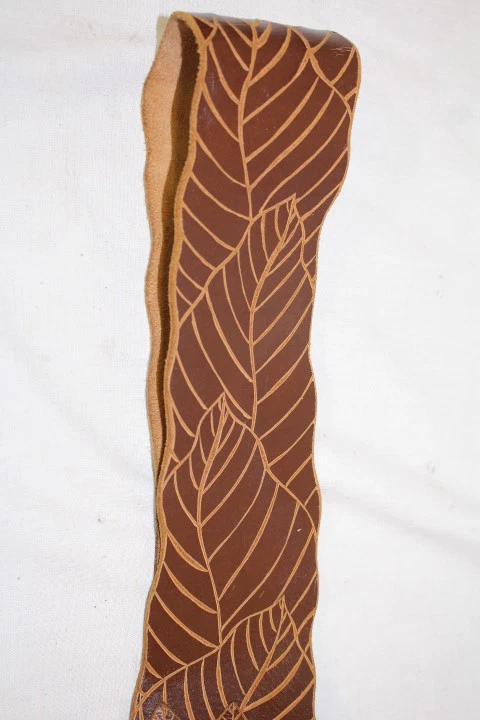 Ручной работы 100% натуральной кожи коричневый «Лотос» ремень, с заклепками декор женщин 38» Бали-B119 - Изображение 2 из 4