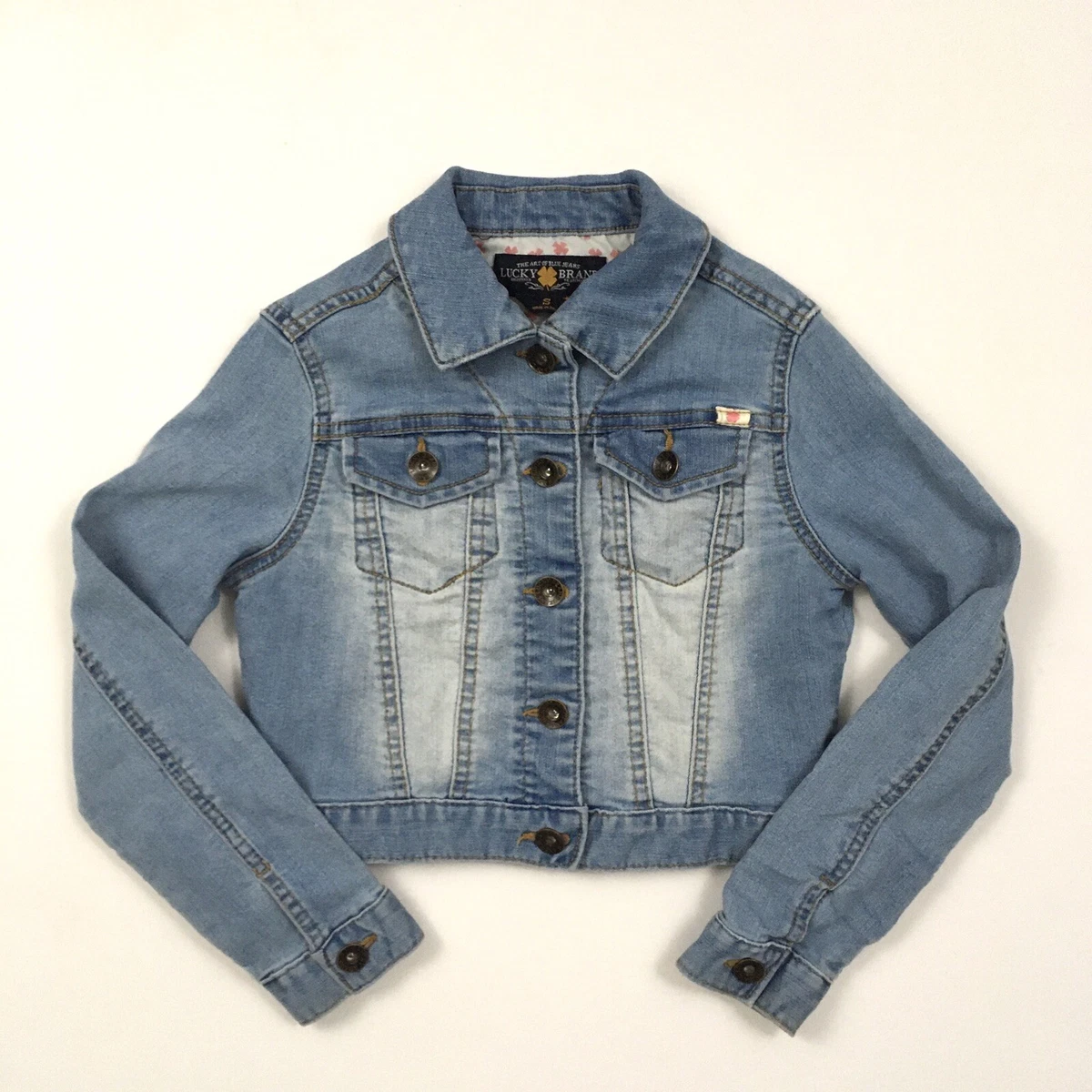 LUCKY BRAND Girls Kids Denim Jean Jacket Stretch Size Small S Blue