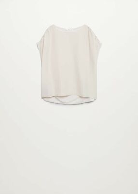 Brandneu mit Etikett Mango Damen-T-Shirt mit geraffter Schulter Größe 8