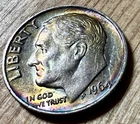 1964 Rainbow🌈Toned 90% Silver Roosevelt Dime 10 Cents Vintage Collectible Coin