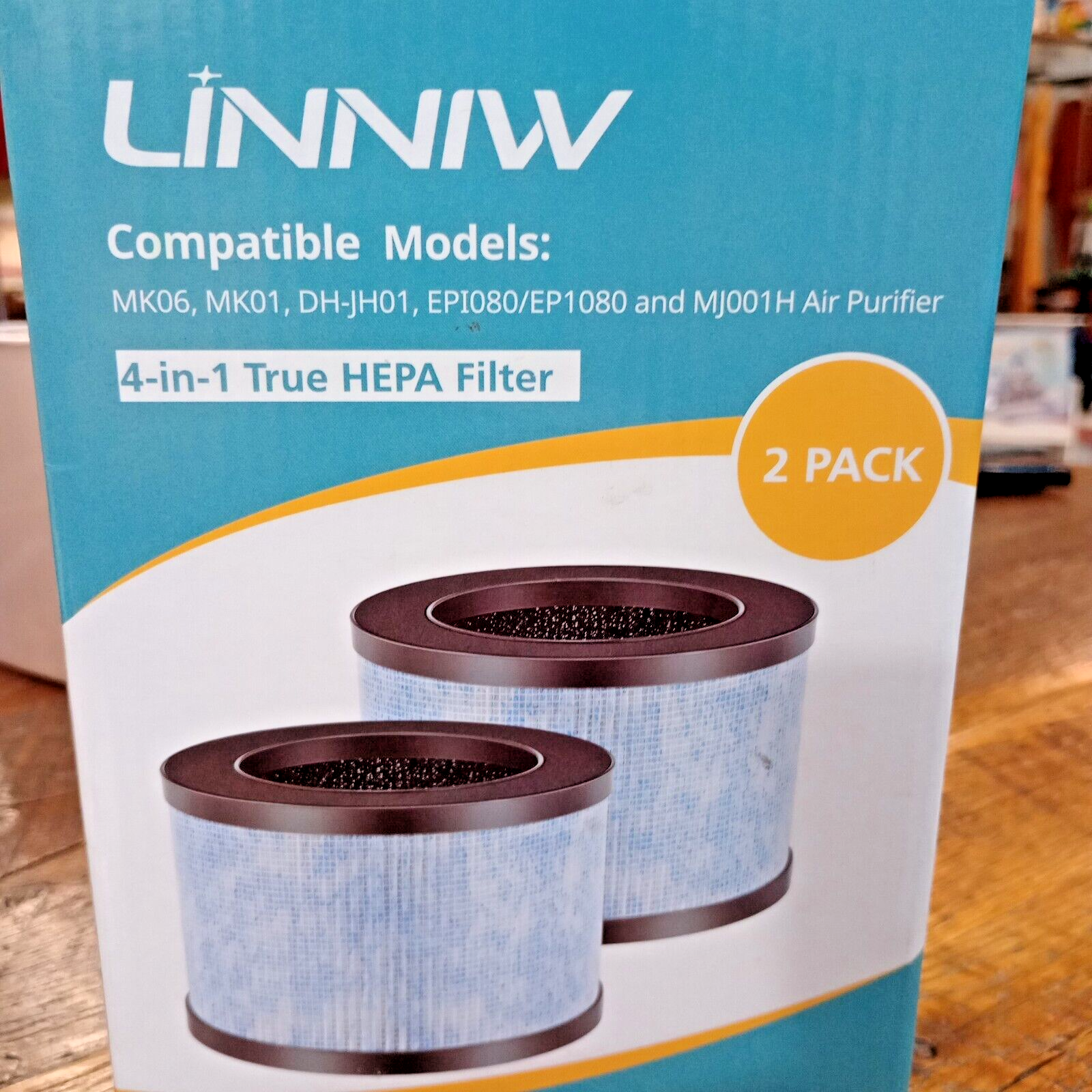 Linniw 2-Pack 4-in-1 True HEPA Carbon Replacement Filters New in Box