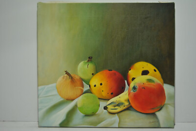 Gemälde Stillleben Obst- Mango Zwiebelmuster Banane Antonio Alfons Serrano