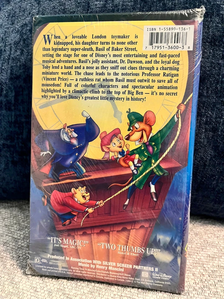 The Great Mouse Detective (1992, VHS) Walt Disney Black Diamond New Sealed! - Image 2 of 4