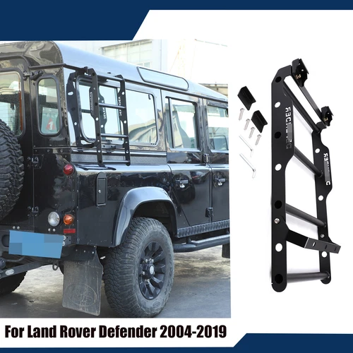For 2004-2019 90 110 LR Defender Black Foldable Rear Tailgate Ladder Side Climb