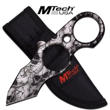 MTech USA MT-20-56GY FIXED BLADE KNIFE 5.25" w/ Nylon Sheath Grey Skull Camo