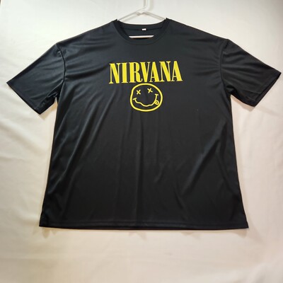 Nirvana Smiley Face T-Shirt Unbranded Mens Size 2X Black Yellow