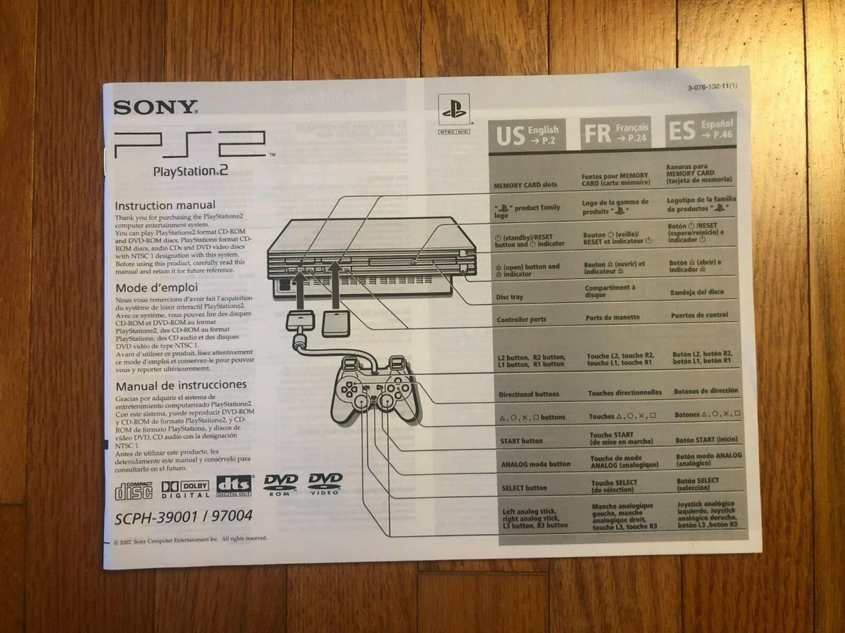 ORIGINAL SONY PLAYSTATION•2/PS2 CONSOLE INSTRUCTION MANUAL (SCPH