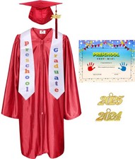 Shiny Kindergarten Preschool Graduation Gown Cap Tassel with 2025 Charm