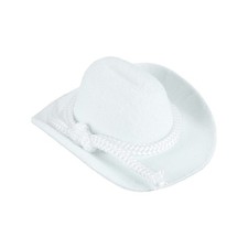 White Mini Cowboy Hats for Crafts Dolls Wedding 6.5cm x 7.1cm x 3cm