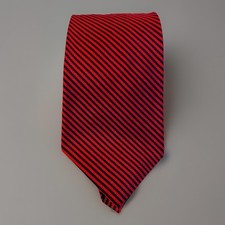Lauren Ralph Lauren Red Navy Diagonal Stripe 100 Silk Tie Made USA Classic