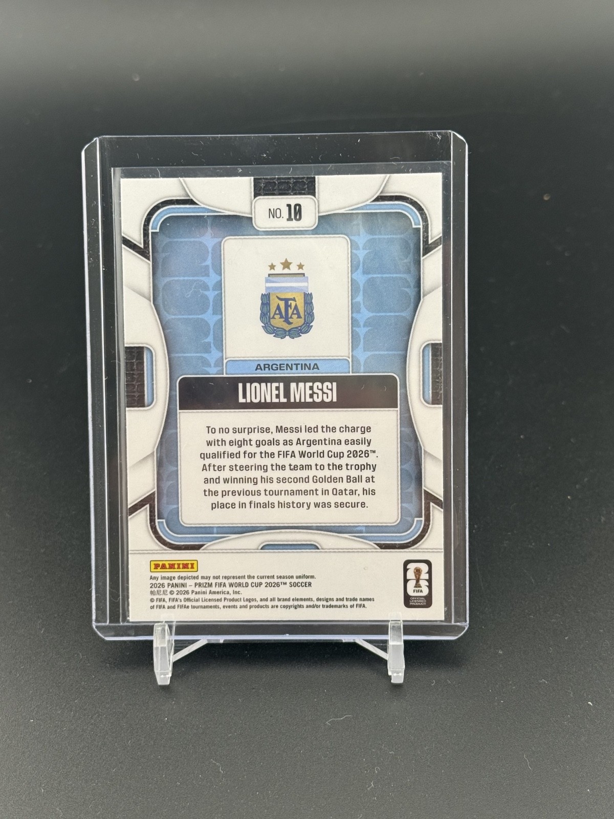 2026 Panini Prizm World Cup  Lionel Messi #10 NB1 view 2