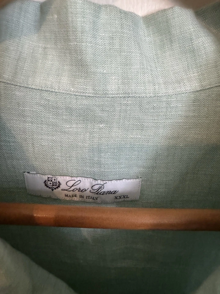 Loro Piana Andre Linen Long Sleeve Button Shirt Pastel Green Mens Size XXXL - Image 2 of 4