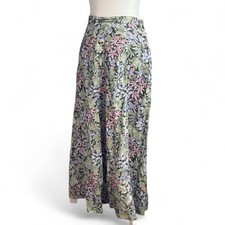 Vintage Floral Paisley Midi Skirt Size 6 Button Detail Boho Cottagecore Fairy