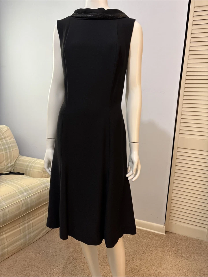 Vestido Cordel’s Miami Beach De Colección Pequeño Negro Con Cuentas Borde En Cuello Forrado Lazo Talla M Foto 2 de 4