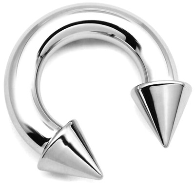 1- 00g 3/4 Internally Threaded 316L SS Spike Horseshoe Weight Prince Albert Ring