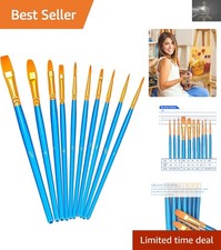 10pc Professional Paint Brush Set - Nylon Hair Artist Brushes for Precision Art