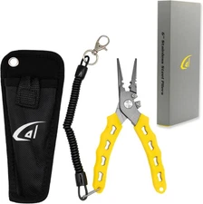 danco 6 inch Fishing Pliers, 420 Stainless Steel 6" Plier, Yellow 