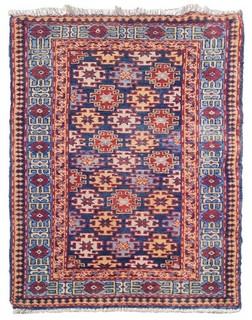 Authentic Hand Knotted Vintage Azerbaijan Wool Area Rug 4.5 x 2.3 Ft