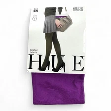 Hue Womens Opaque Non Control Top Tights Size 1 Purple Dahlia