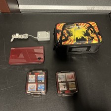 Nintendo DSi XL Burgundy Maroon Wine Red Handheld USA  Case  16 Games  Work