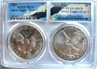 2021 Silver Eagle Type 1 & 2 PCGS MS70 TYPE 1 & 2 COINJOINED